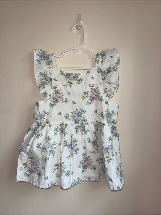 Janie and Jack Other - White Floral Ruffle Sleeve Girls Top